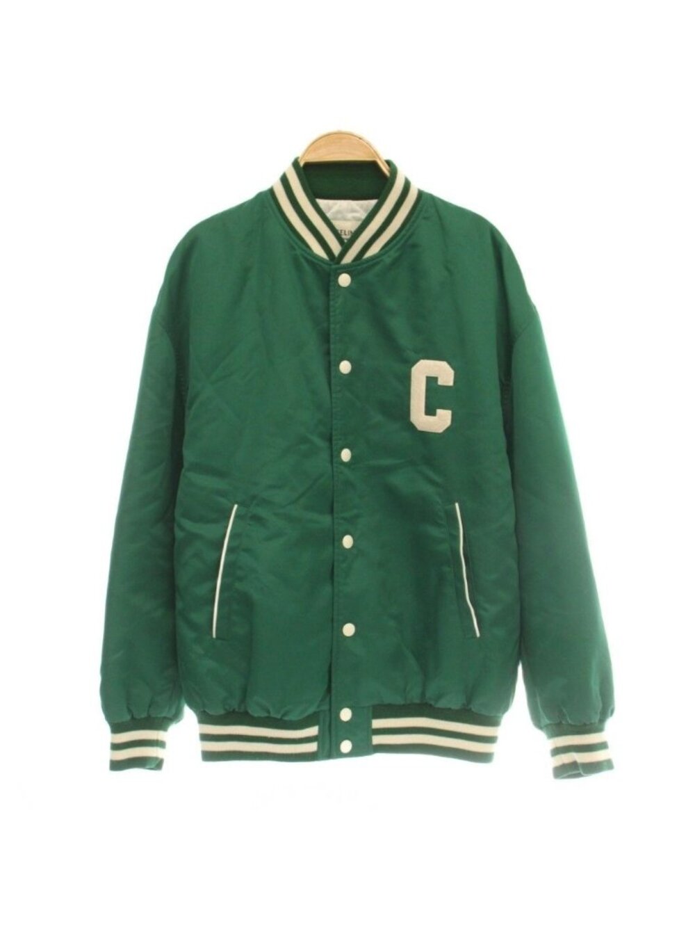 Celine Varsity Jacket Stadium Jumper Nylon Logo Switch Green 38